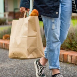 Punga hartie natur PREMIUM, delivery, take away, cu maner plat - 28x17x29cm - 250 bucati / set